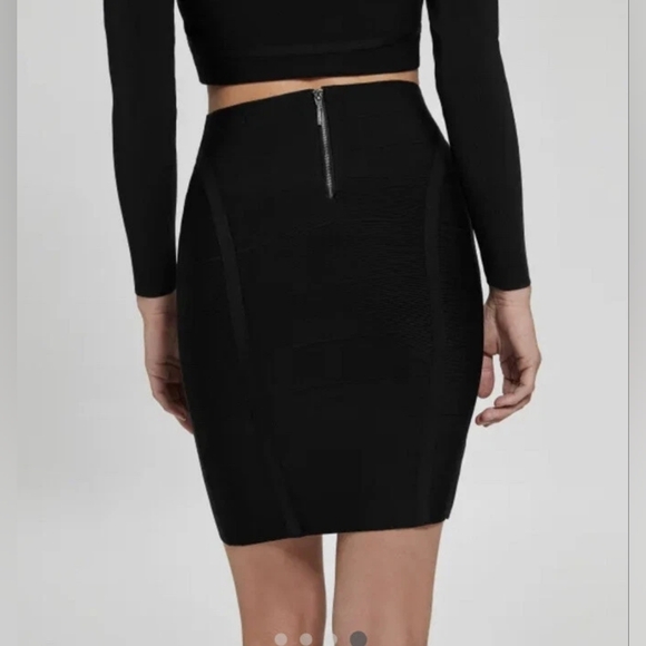 Guess Black Fitted Mirage Bandage Pencil Skirt w/ Ottoman Stitching - Size XS - Picture 3 of 8